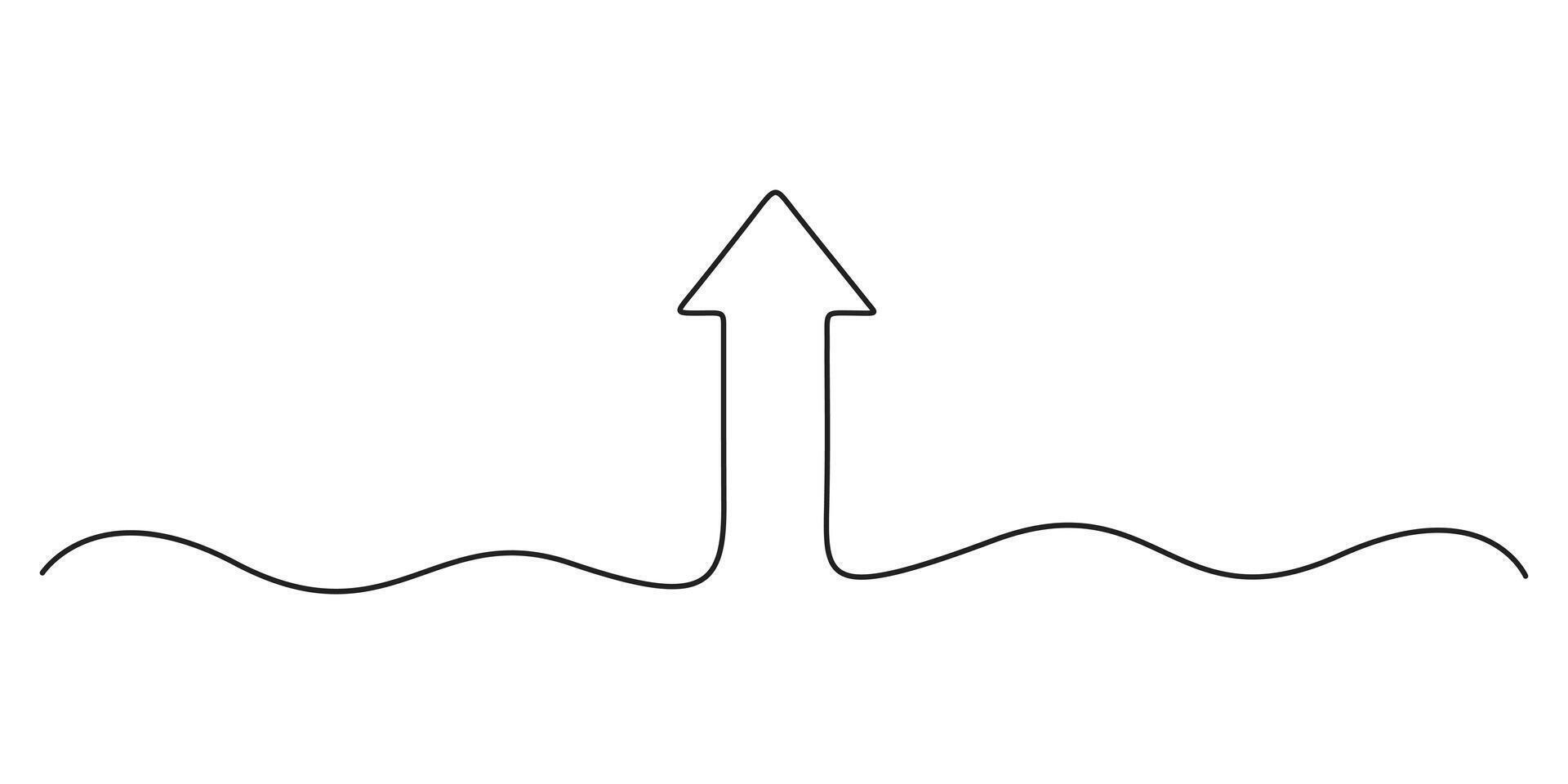 Arrow pointing right, Continuous one line drawing of upward arrow. One line art Arrow pointing right, white background. Arrow pointing right, icon. Graphic illustration vector