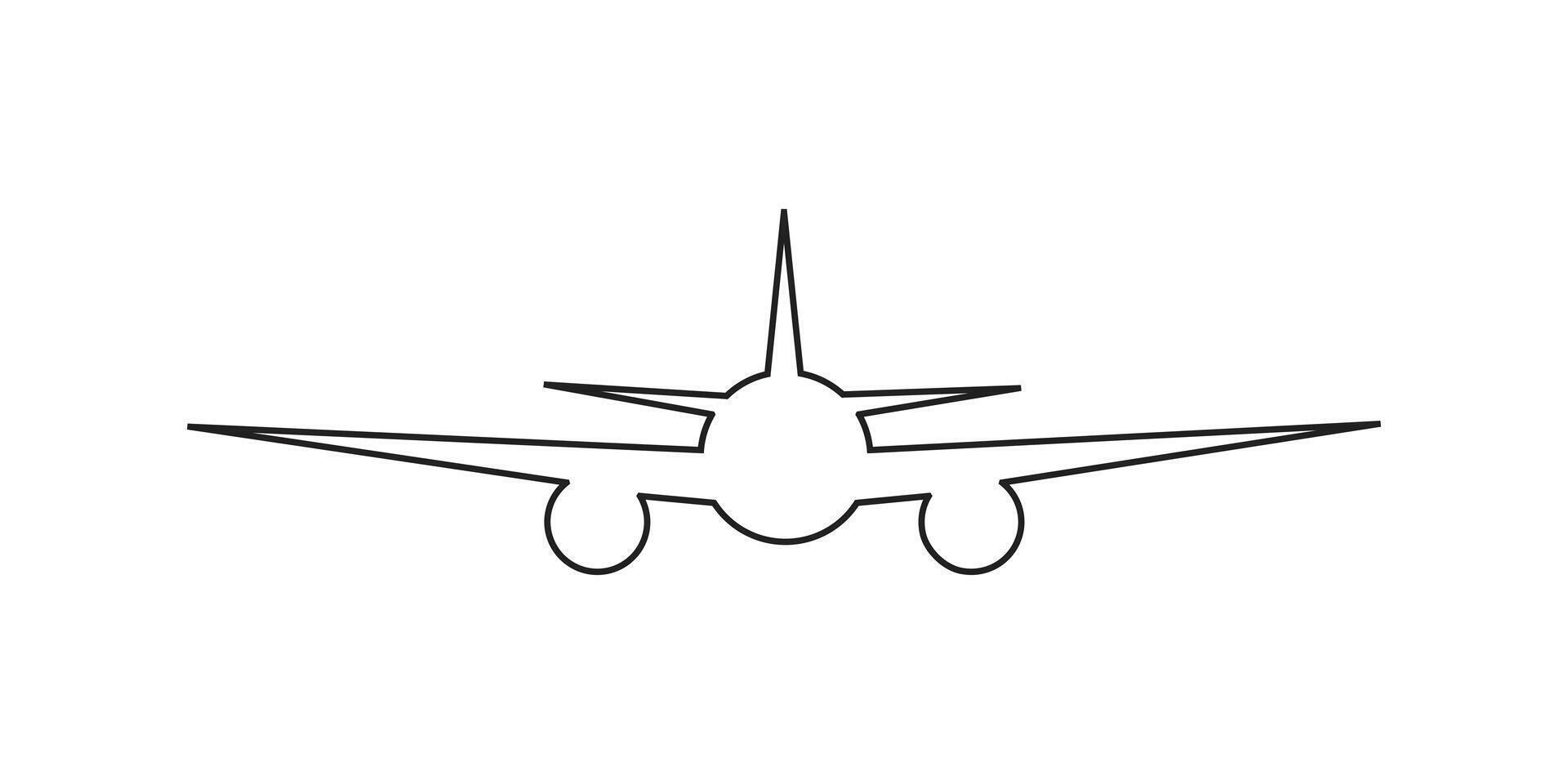 One continuous line drawing of Airplane graphic illustration vector