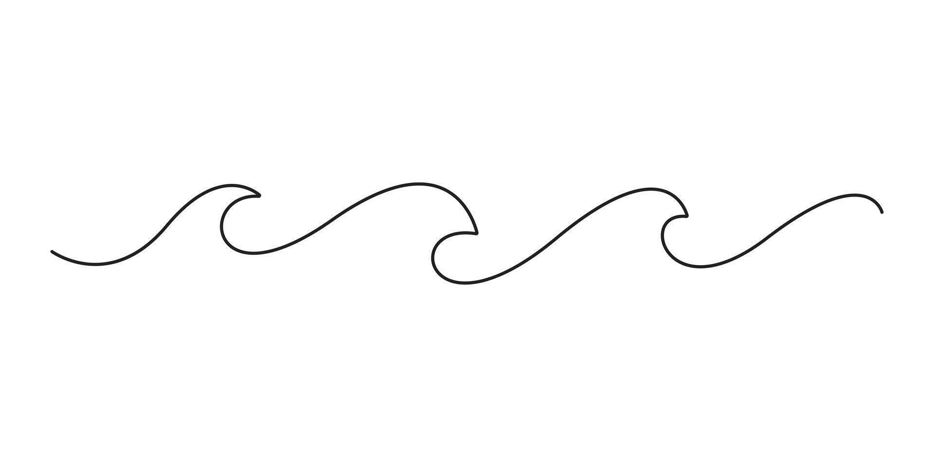Single continuous line drawing of ocean or sea wave graphic illustration vector