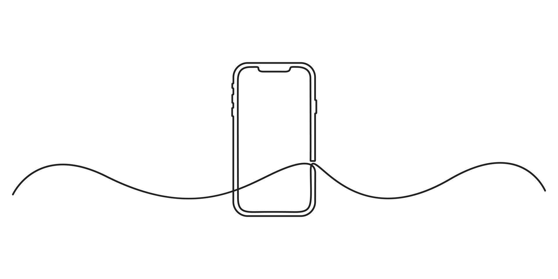 Smartphone continuous one line drawing graphic illustration vector
