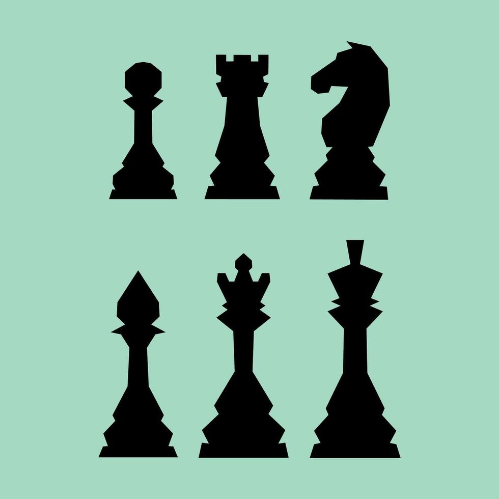 Chess figures icons set. Board game. King, queen, bishop, pawn,horse, knight, rook. International chess day. Chess tournament. Strategy concept vector