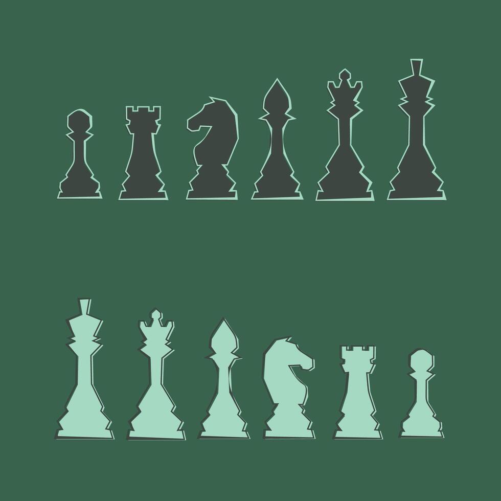 Chess figures icons set. Board game. King, queen,bishop, pawn, horse, knight, rook. International chess day. Chess tournament. Strategy concept vector