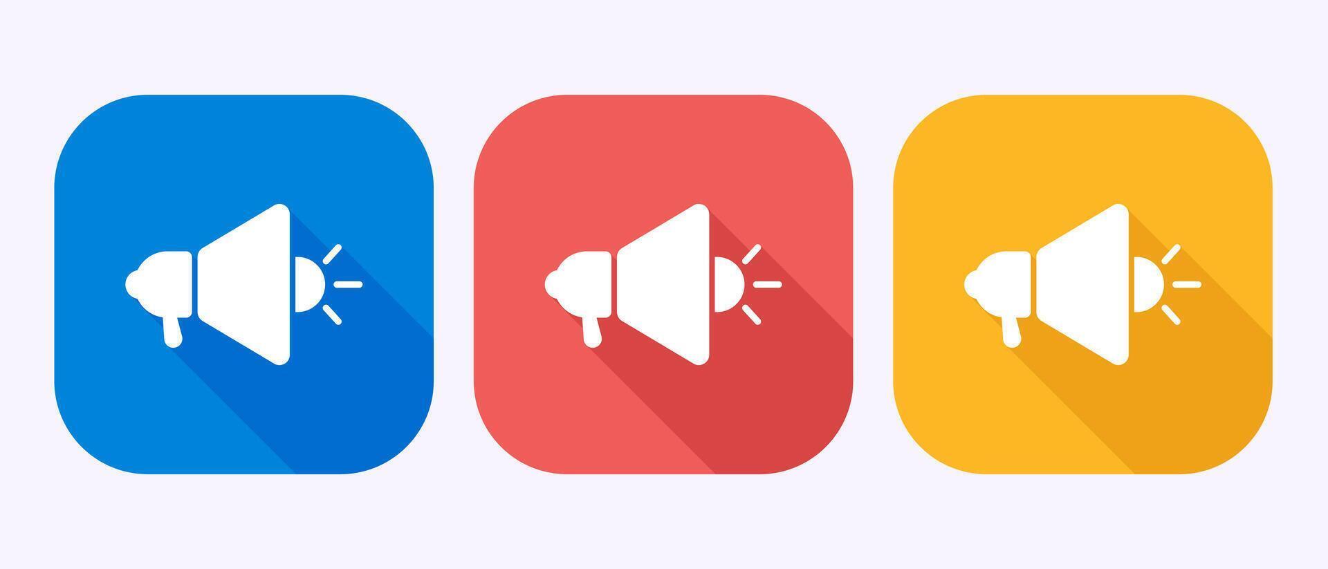 Megaphone icon design, Loudspeaker icon, Shout announce sign in shadow button design vector