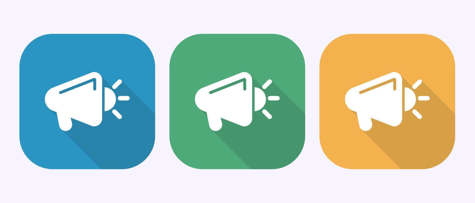 Megaphone icon design, Loudspeaker icon in shadow button design vector