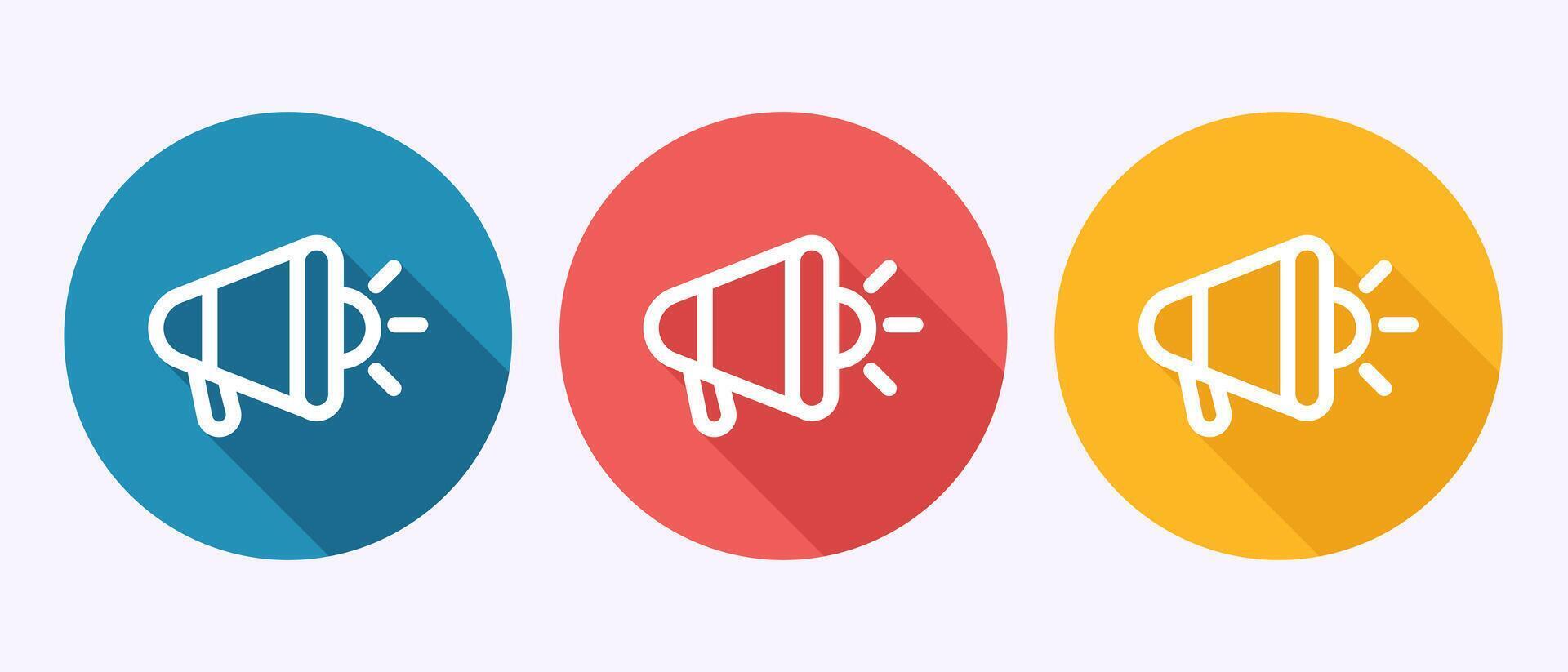Megaphone icon design illustration, Shout announce sign in shadow button design vector
