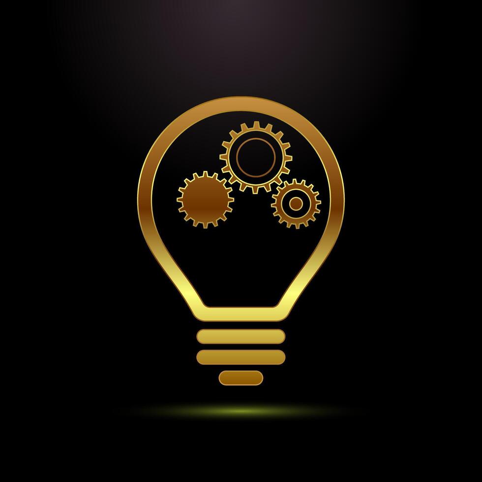 Electric light bulb icon design, Creative idea icon sign in gold color style vector