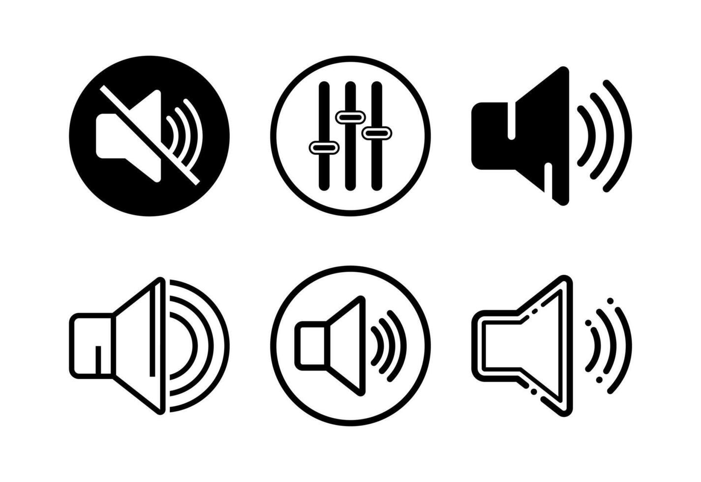Volume icons set design, Sound icon for apps and websites black on white background vector