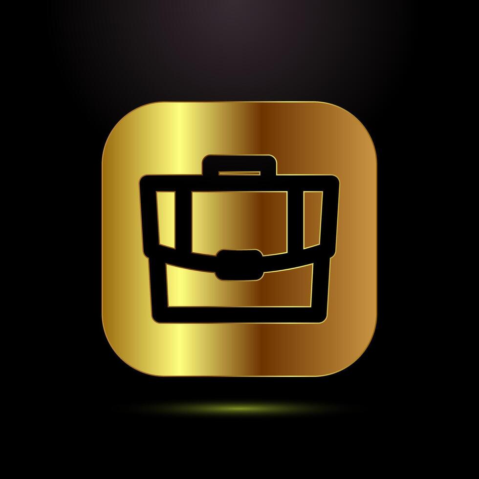 Briefcase icon, bag icon symbol for apps and websites in gold color style vector