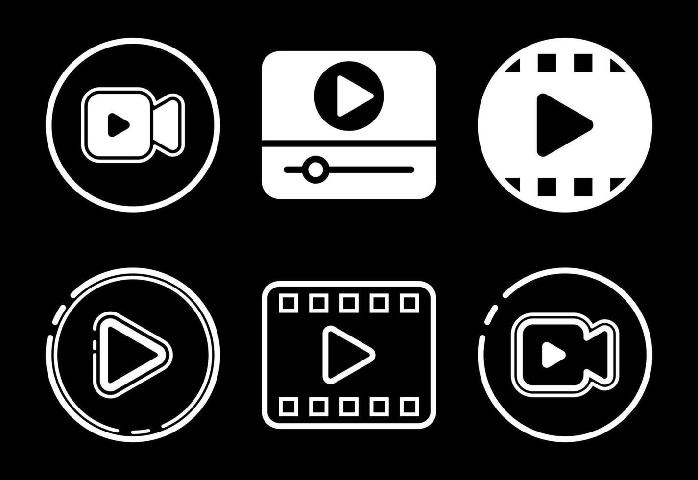 icons set design illustration. Camera icon, camera symbol, movie sign white on black background vector