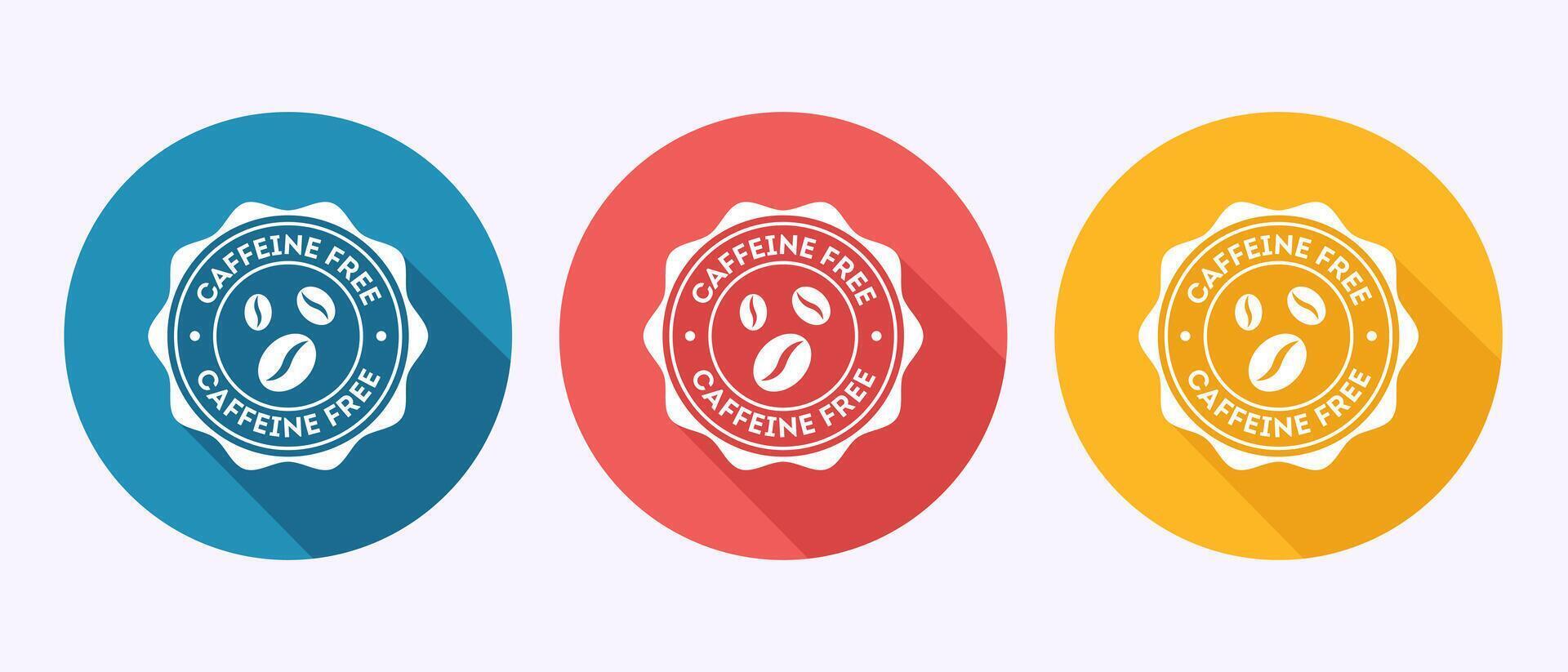 Caffeine free icon design illustration, No caffeine badge label in shadow button design vector