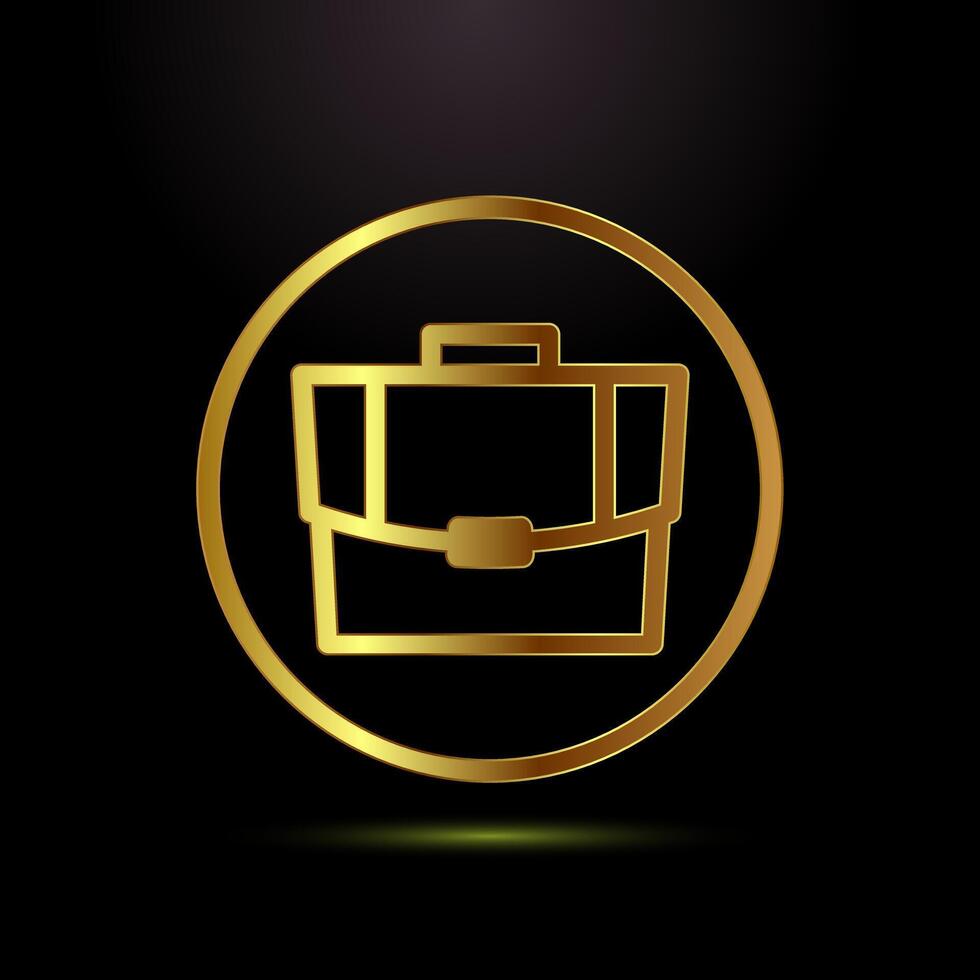 Briefcase icon, bag icon for apps and websites in gold color style vector