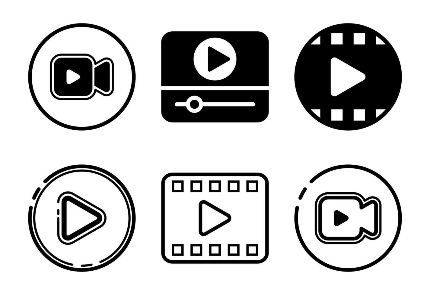 icons set design illustration. Camera icon, camera symbol, movie sign black on white background vector