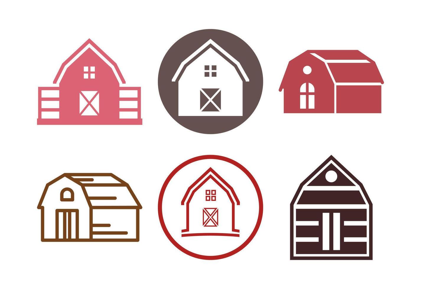 Farming barn icons set design, farm and agriculture barn sign vector