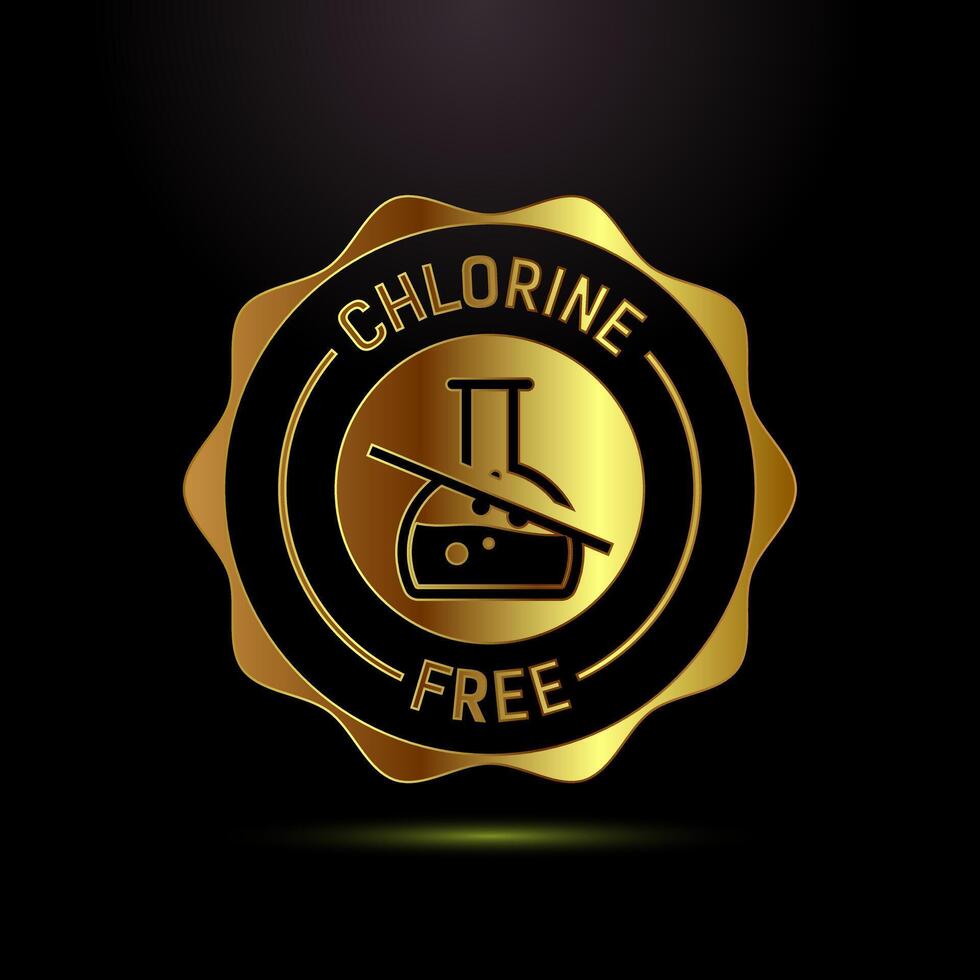 Chlorine free icon design illustration, Chlorine free label, sign, symbol in gold color style vector