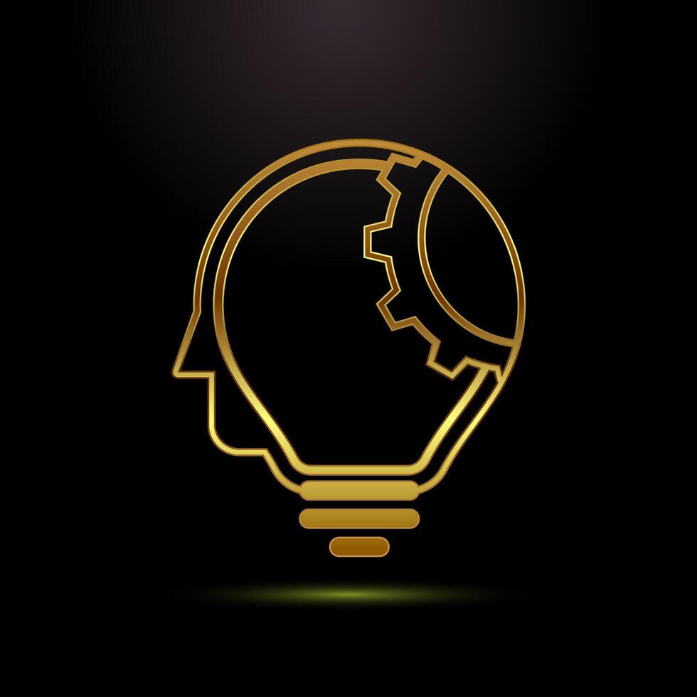 Electric light bulb icon design, Creative idea icon symbol in gold color style vector