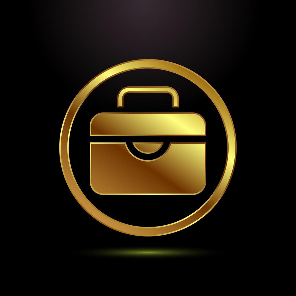 Briefcase icon illustration, bag icon for apps and websites in gold color style vector