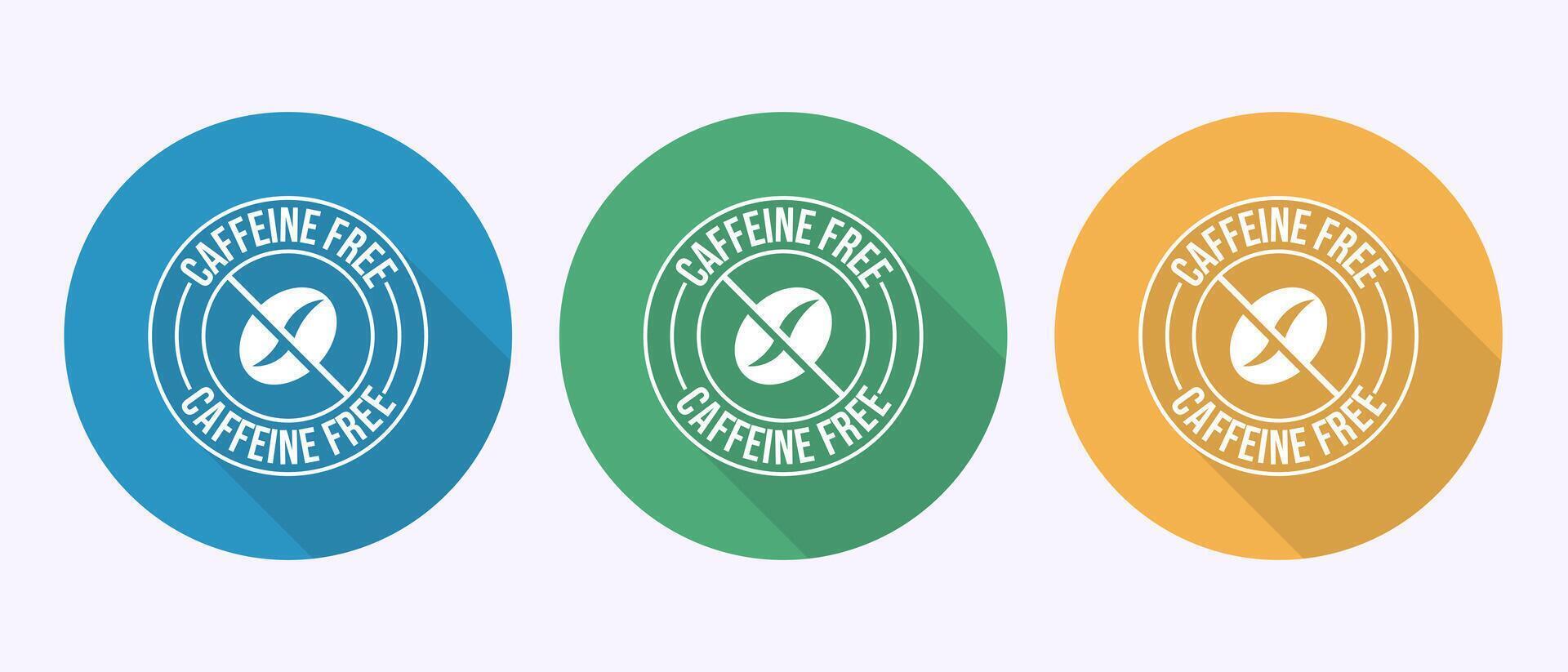 Caffeine free icon illustration, No caffeine badge sticker label in shadow button design vector