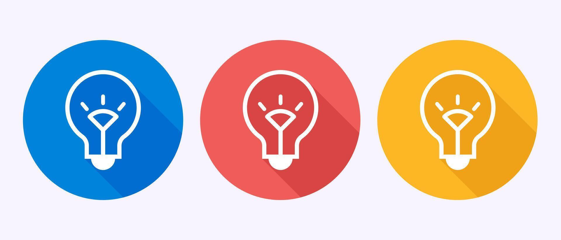 Electric light bulb icon design illustration, Creative idea sign symbol in shadow button design vector