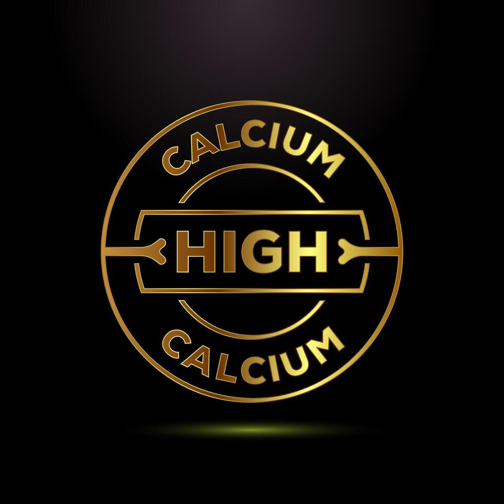 High calcium icon design, High calcium label logo sign symbol in gold color style vector