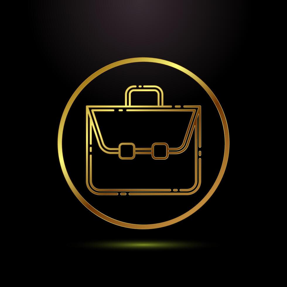 Briefcase icon design, bag icon for apps and websites in gold color style vector
