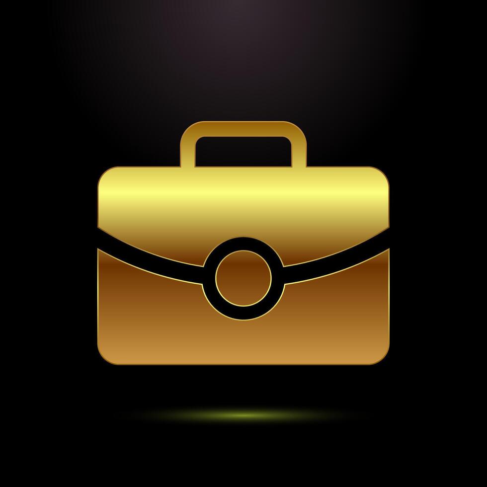 Briefcase icon illustration, bag icon sign for apps and websites in gold color style vector