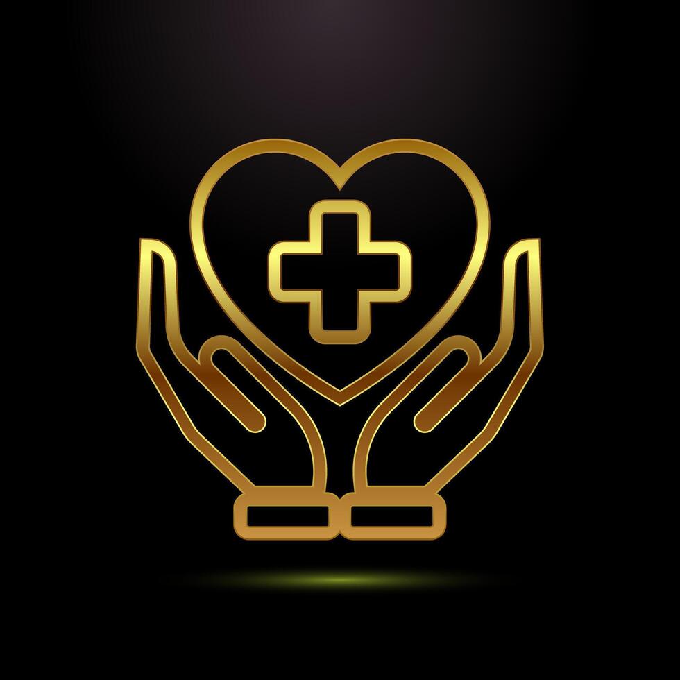 Healthcare icon design, Healthcare and medical sign in gold color style vector