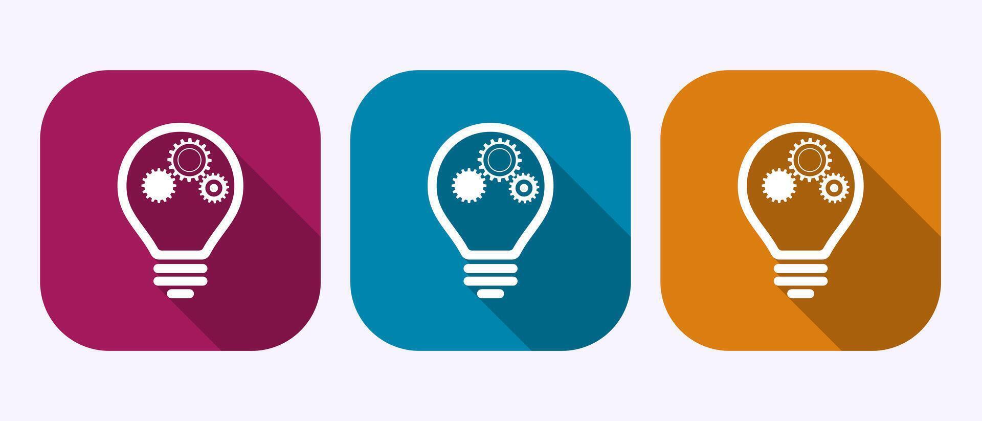 Electric light bulb icon illustration, Creative idea icon symbol in shadow button design vector
