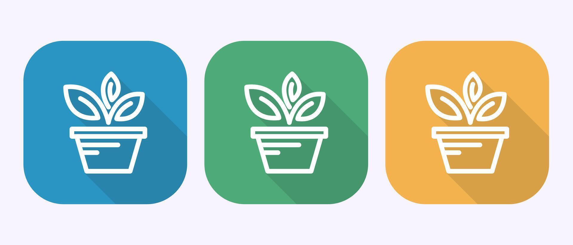 Plant icon illustration, Sprout icon sign symbol in shadow button design vector