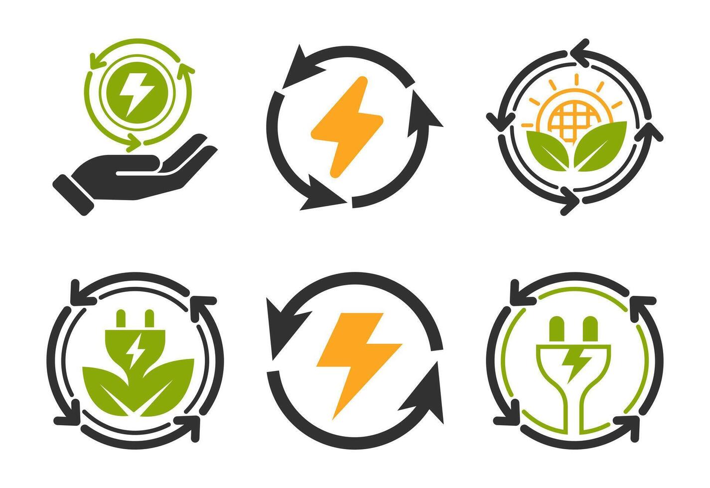 Renewable energy icons set design. Renewable power sign symbol vector