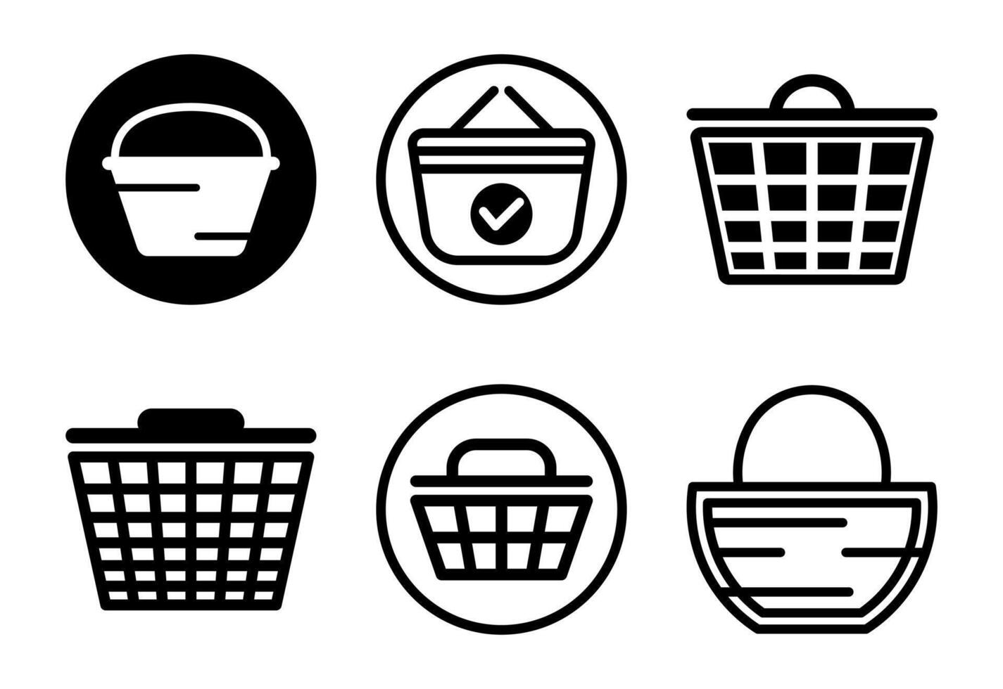Basket icons set design, Shopping basket sign black on white background vector