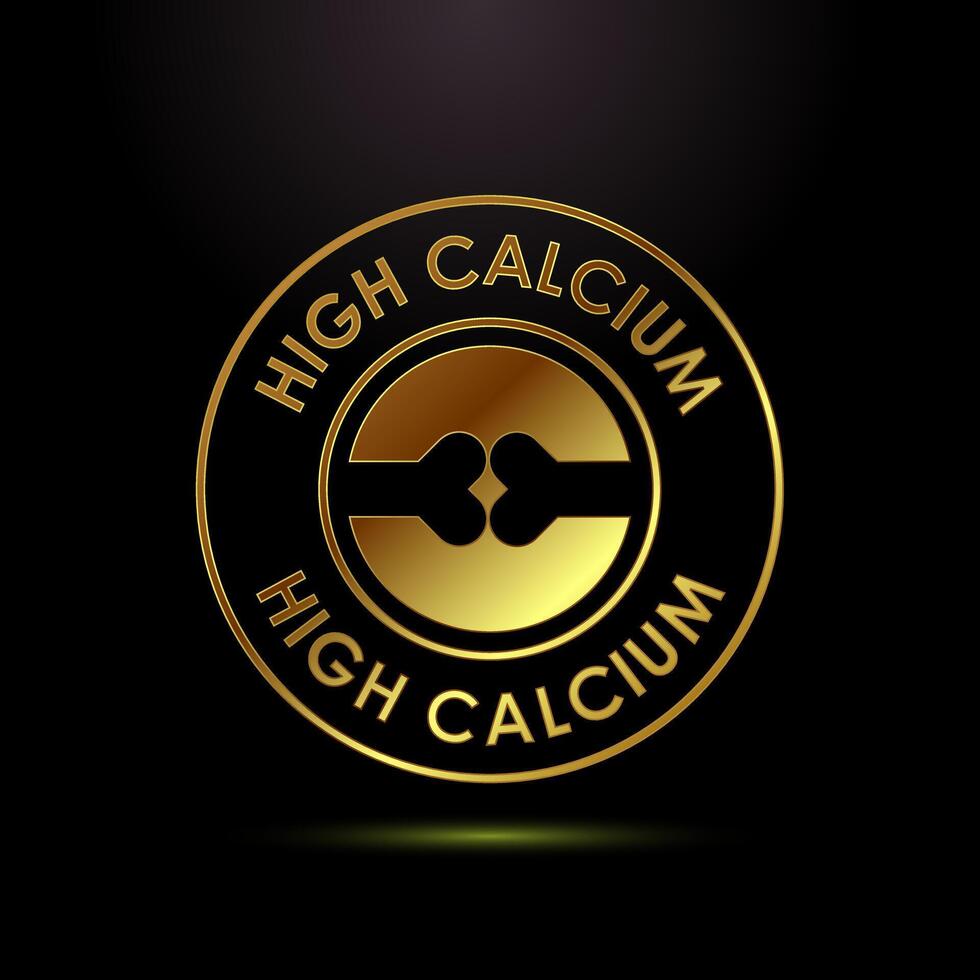 High calcium icon design illustration, High calcium label logo sign in gold color style vector
