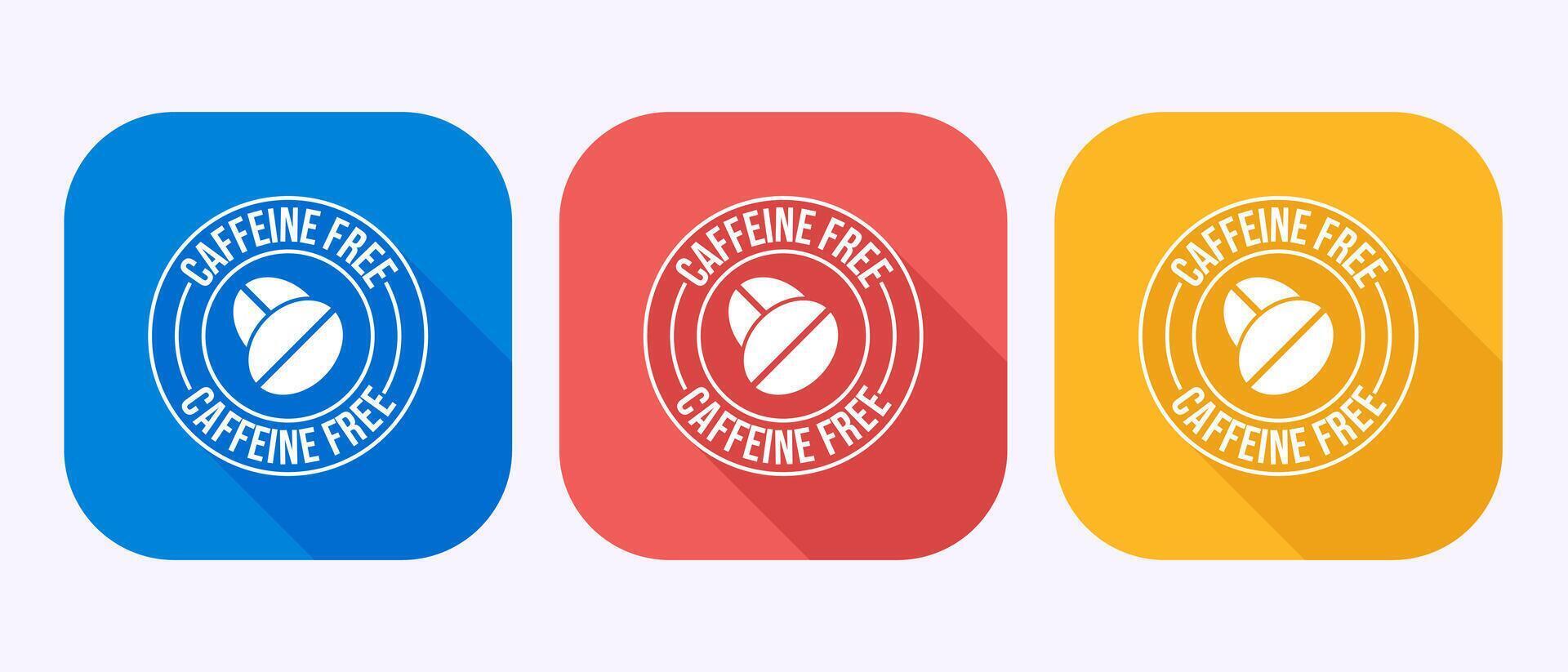 Caffeine free icon design, No caffeine badge sticker label in shadow button design vector