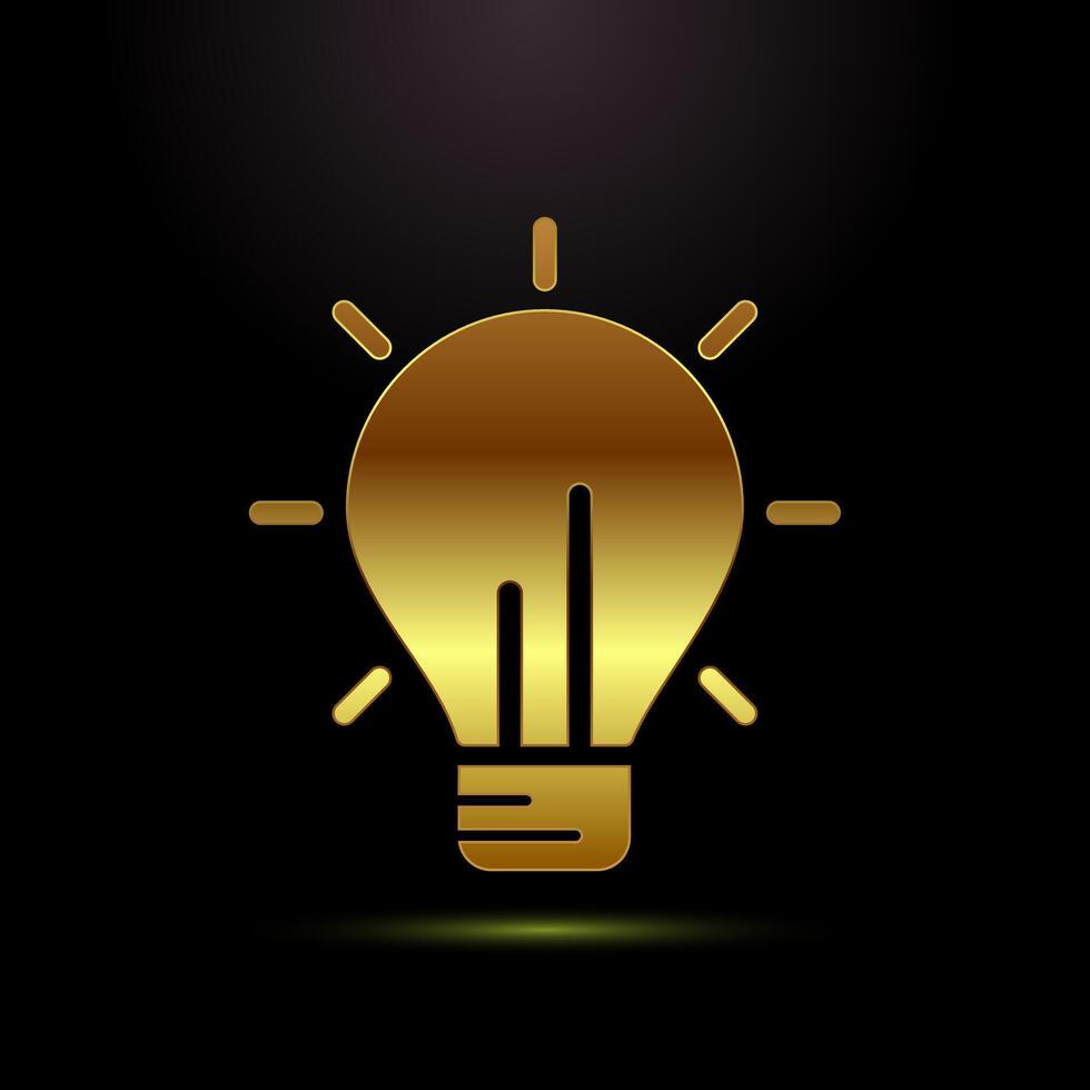 Electric light bulb icon design, Creative idea sign symbol in gold color style vector