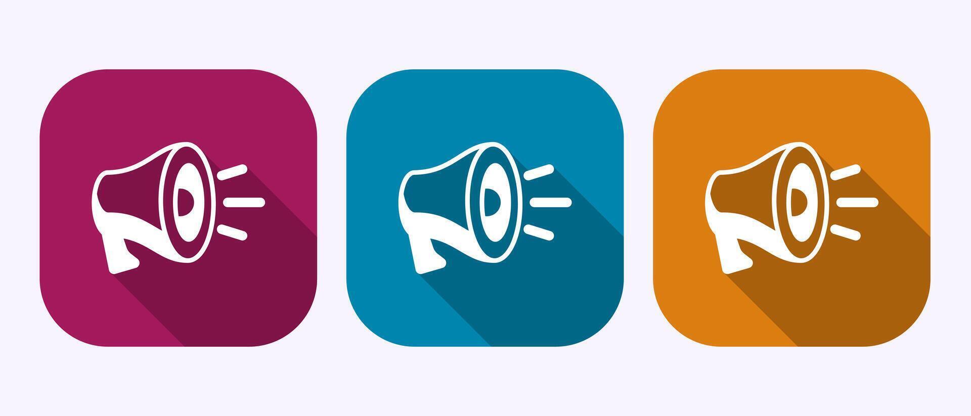 Megaphone icon, Loudspeaker icon, Shout announce sign in shadow button design vector