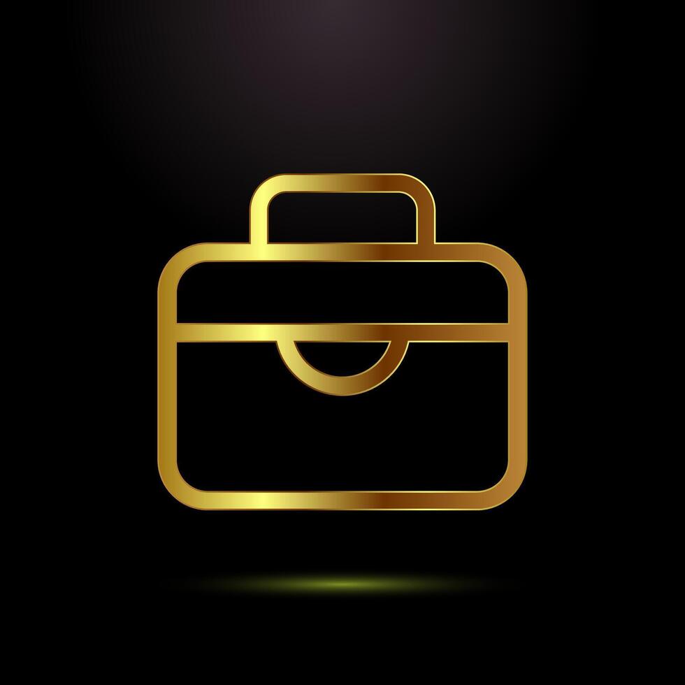 Briefcase icon design illustration, bag icon sign for apps and websites in gold color style vector
