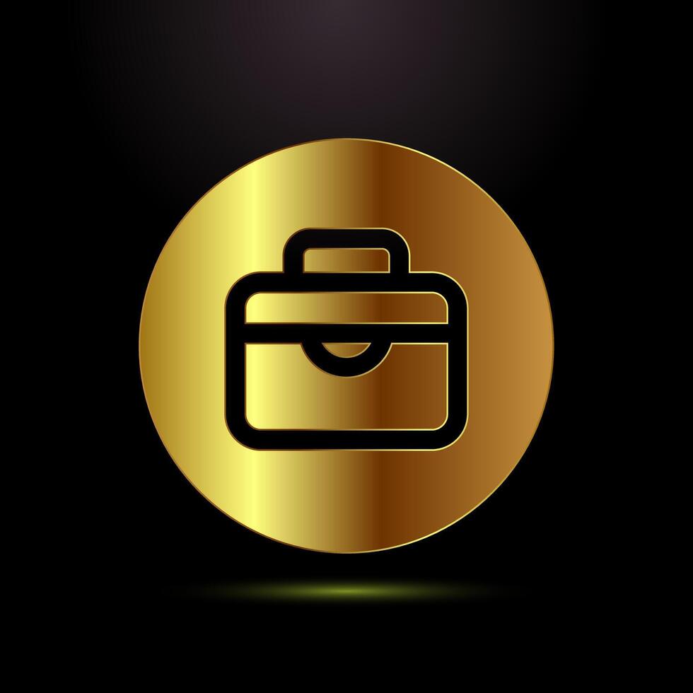 Briefcase icon design, bag icon sign for apps and websites in gold color style vector