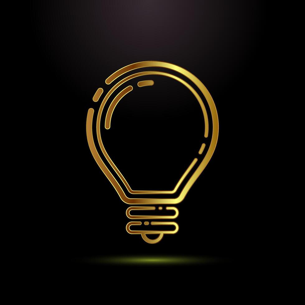 Electric light bulb icon, Creative idea icon sign symbol in gold color style vector