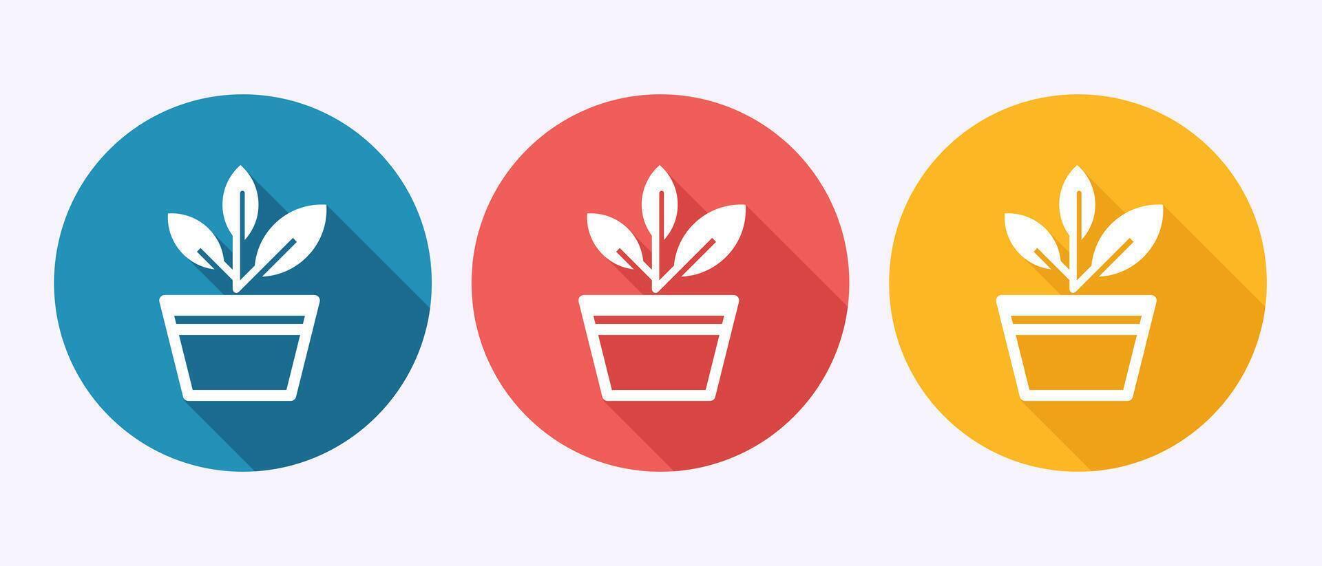 Plant icon design, Sprout icon sign symbol in shadow button design vector