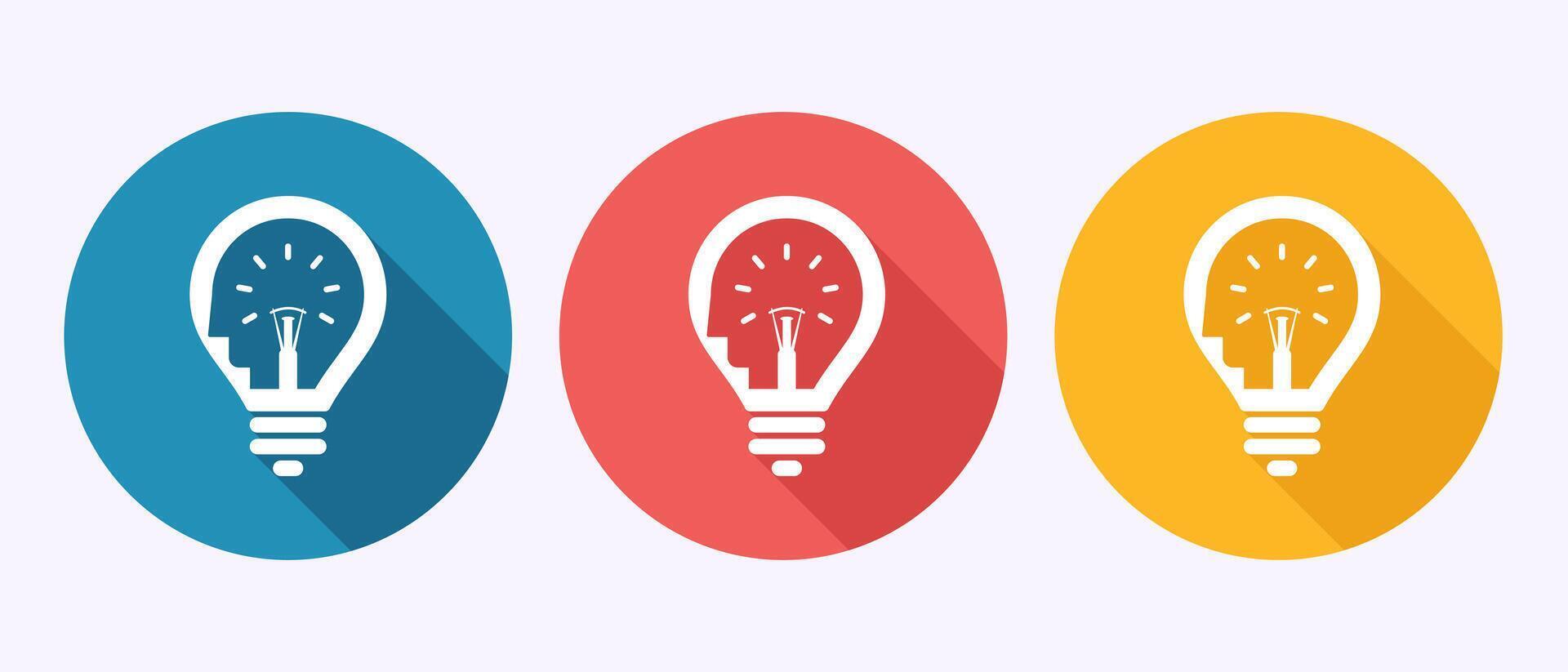 Electric light bulb icon illustration, Creative idea icon sign symbol in shadow button design vector