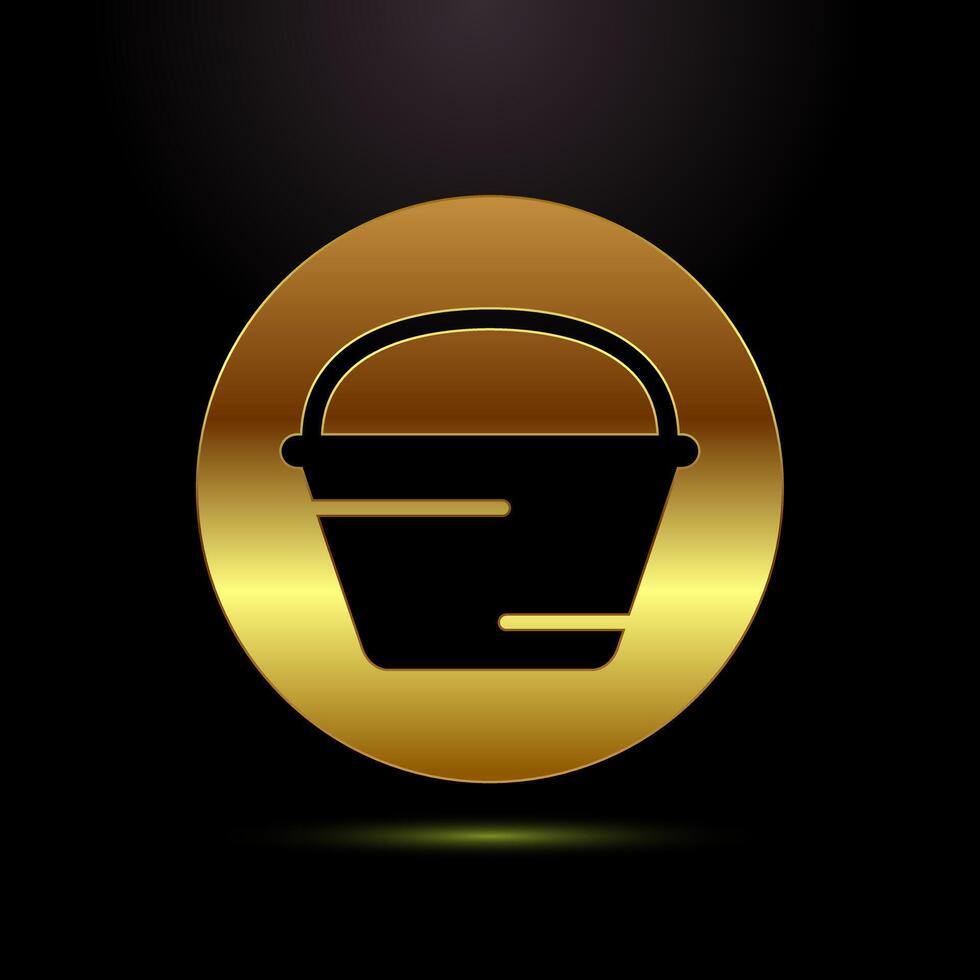 Basket icon design , Shopping basket symbol in gold color style vector