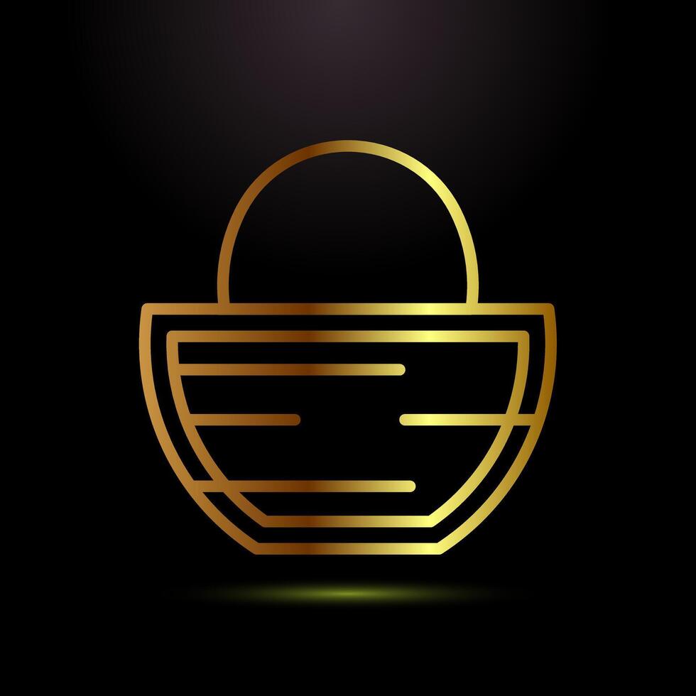 Basket icon design , Shopping basket sign in gold color style vector