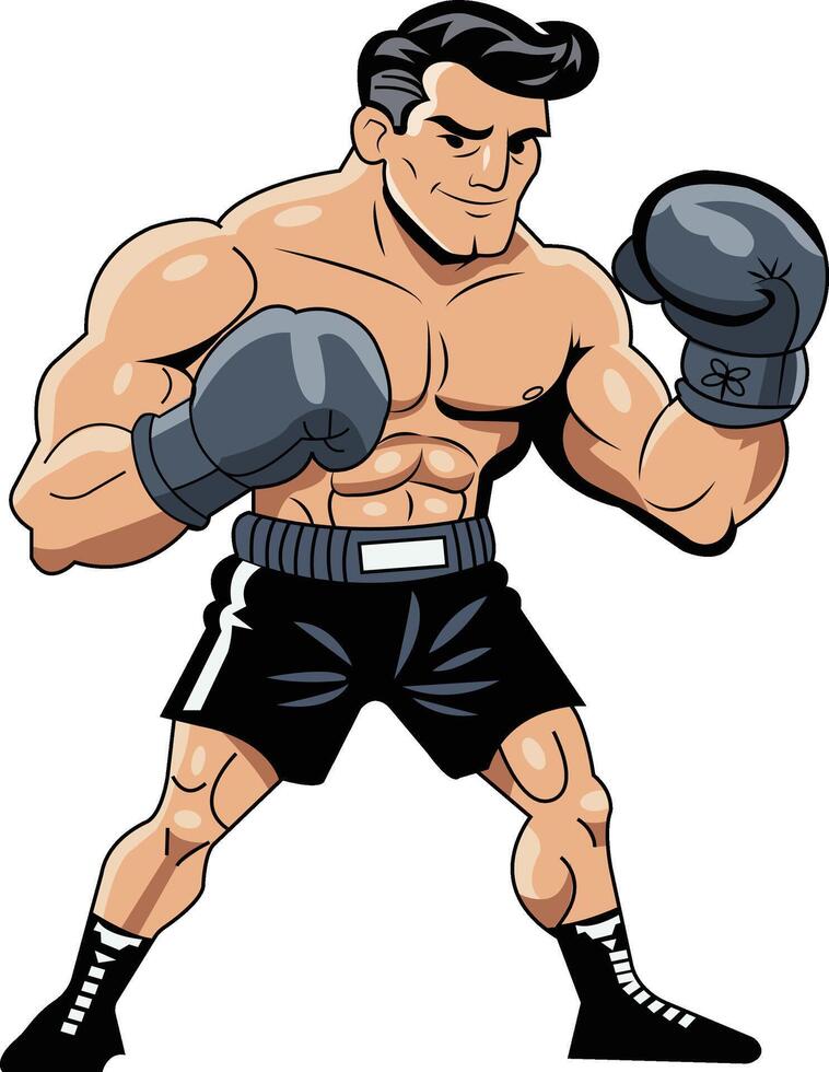 Boxing character in fighting stance vector
