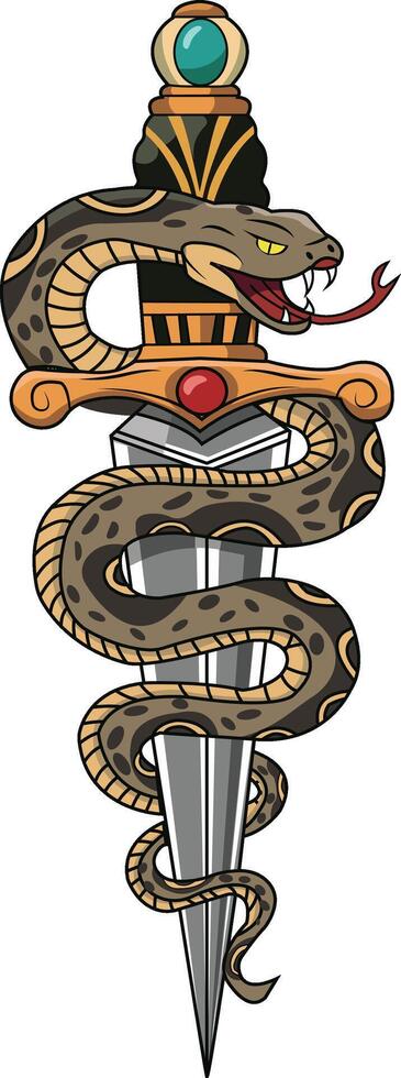 Dagger with snake design vector
