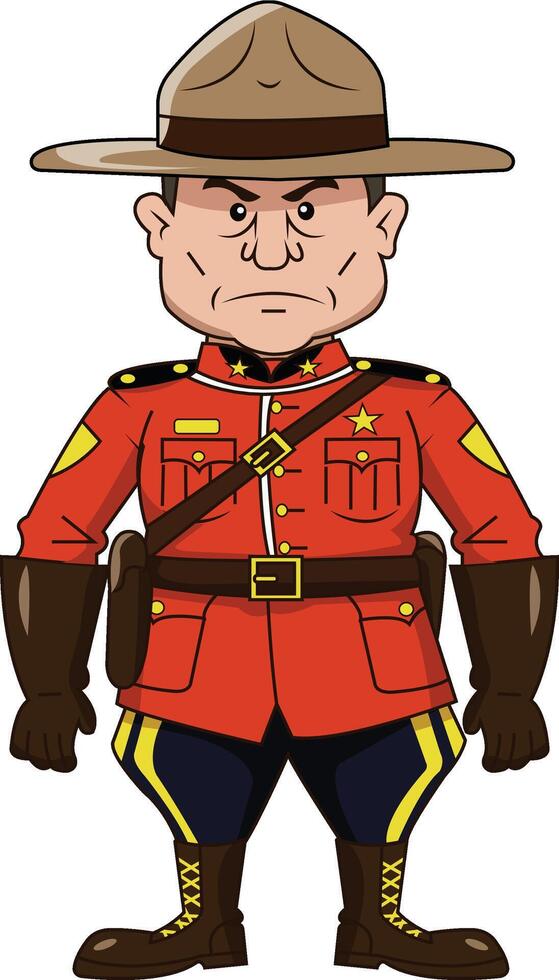 Cartoon Mountie in uniform vector