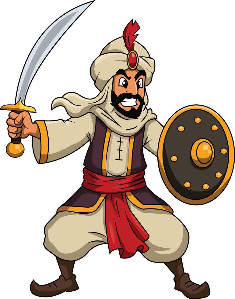 Brave warrior with sword and shield vector