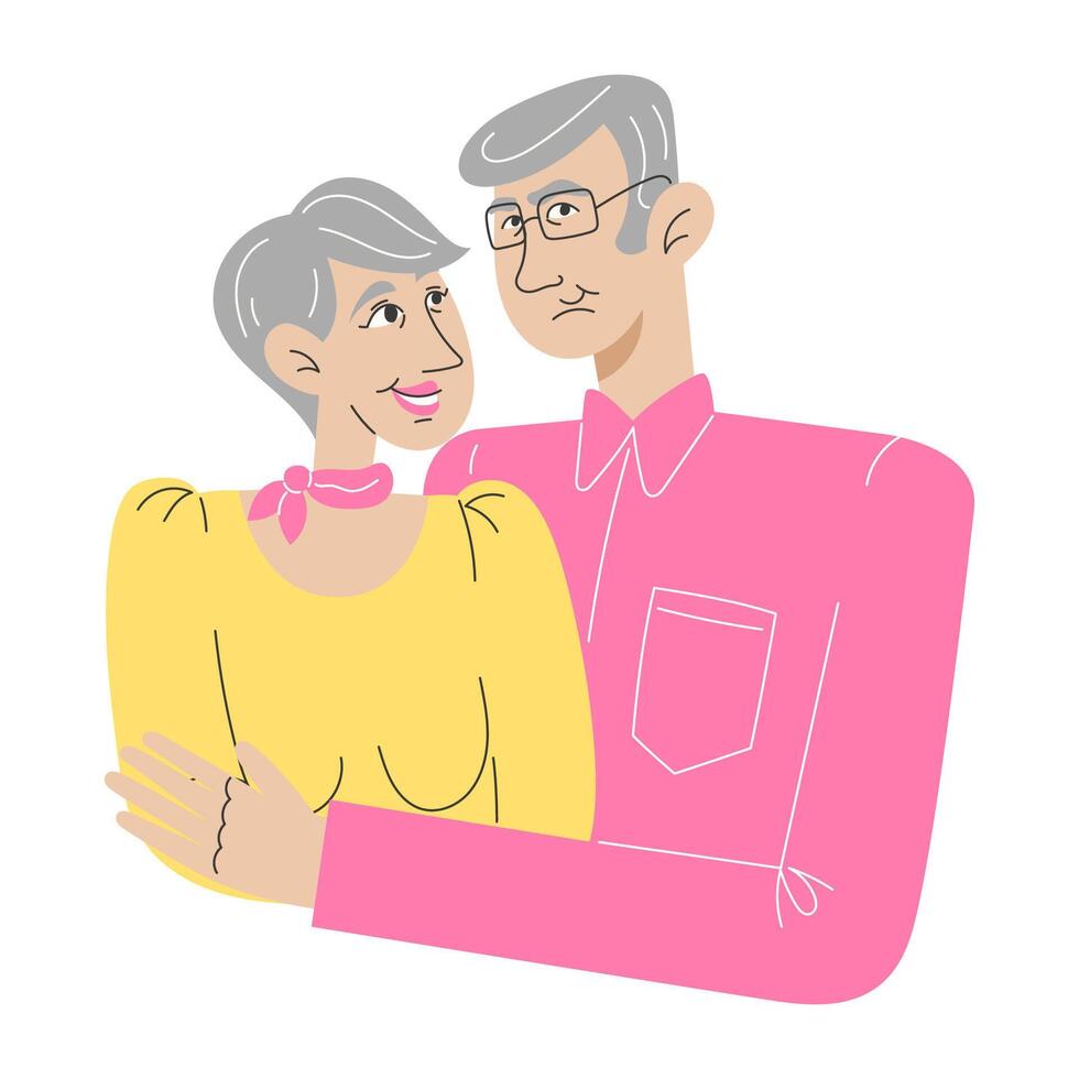 Older couple in colorful outfits vector