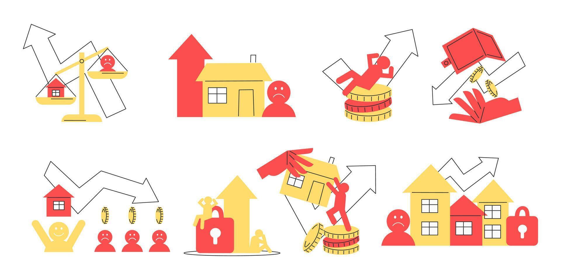 Real estate market trend icons vector