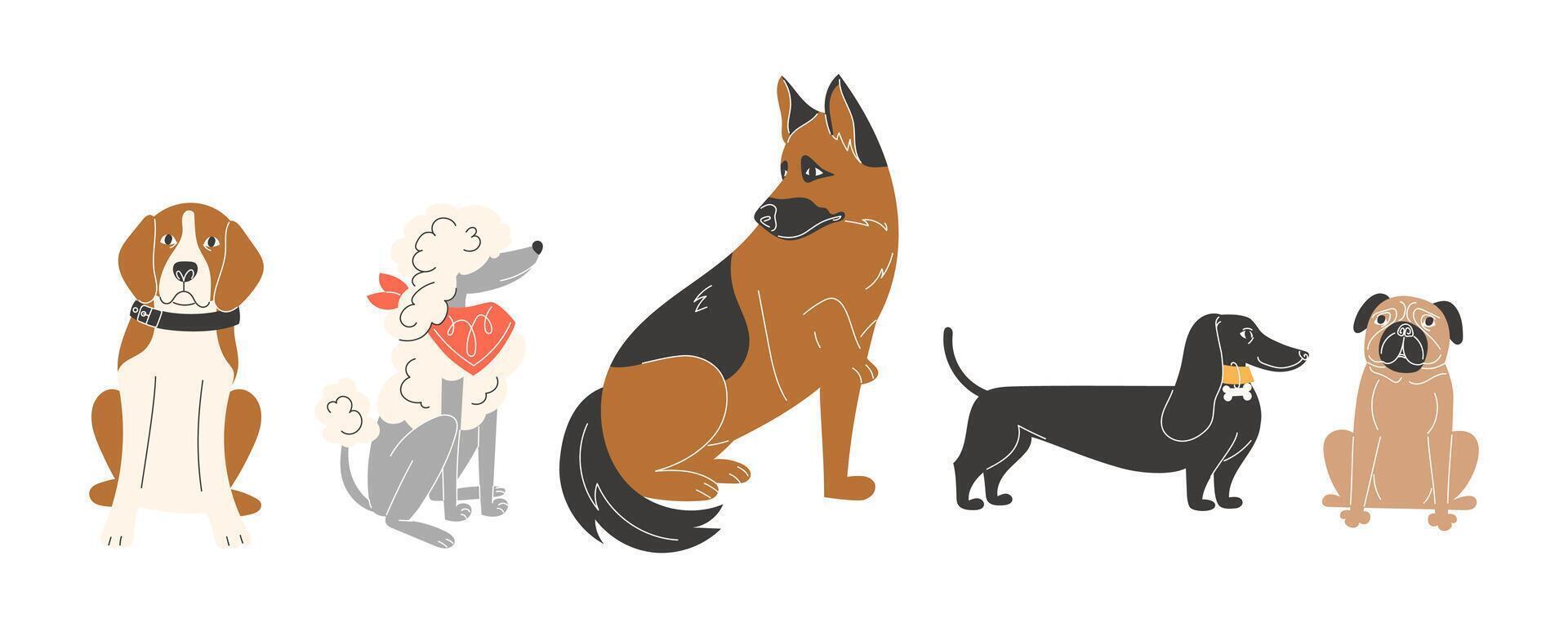 various cartoon dogs illustration vector