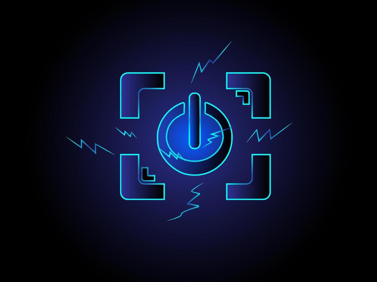 Glowing Neon Power Button Icon with Energy Effect vector