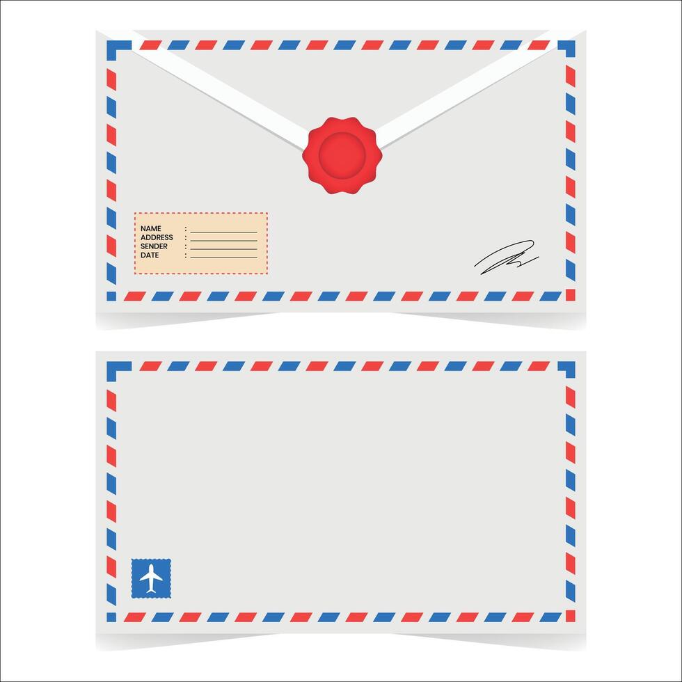 Vintage Airmail Envelope with Wax Seal and Address Fields vector